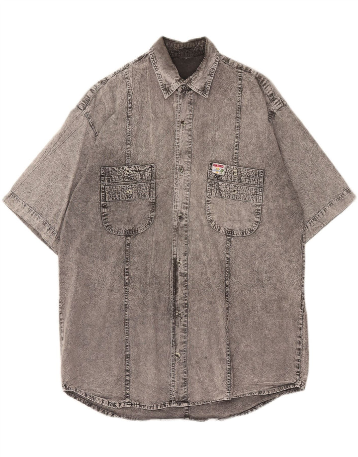 VINTAGE Mens Denim Shirt Large Grey