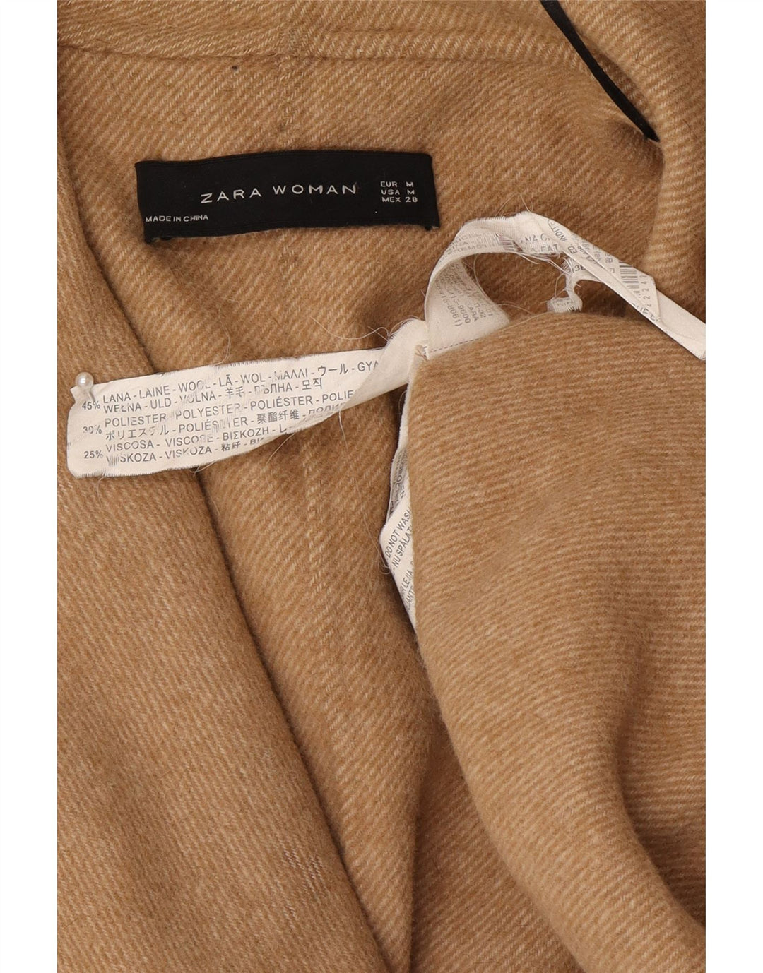 Zara Dame Oversized Overfrakke UK 14 Medium Beige Uld