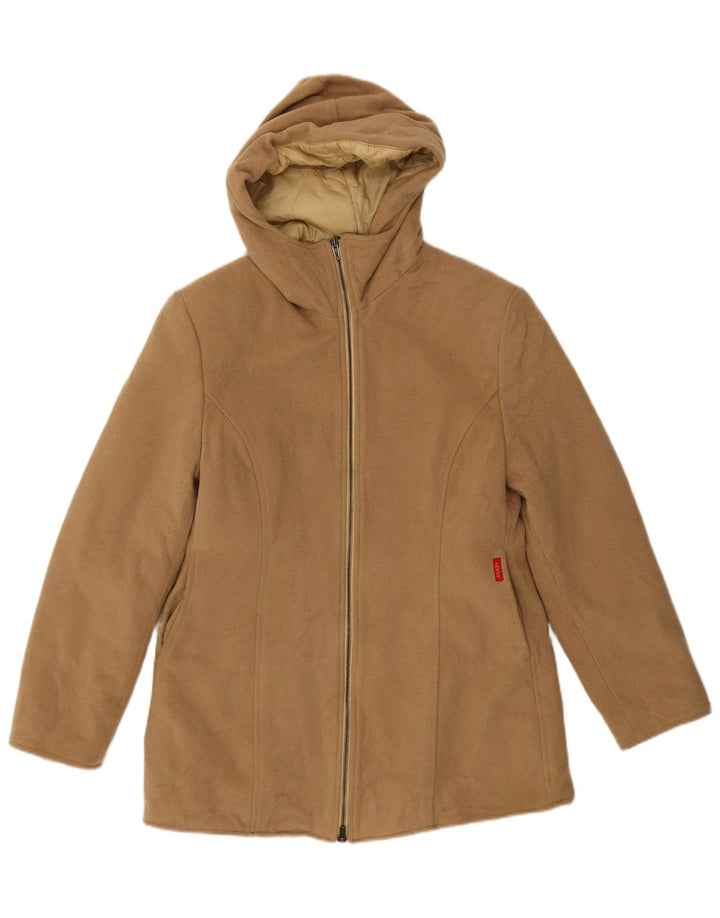 Guess Dame Hooded Parka Jacket UK 14 Stor Beige Nylon