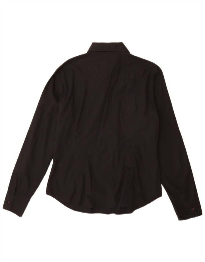 Sisley Womens Shirt UK 14 Large Black Cotton