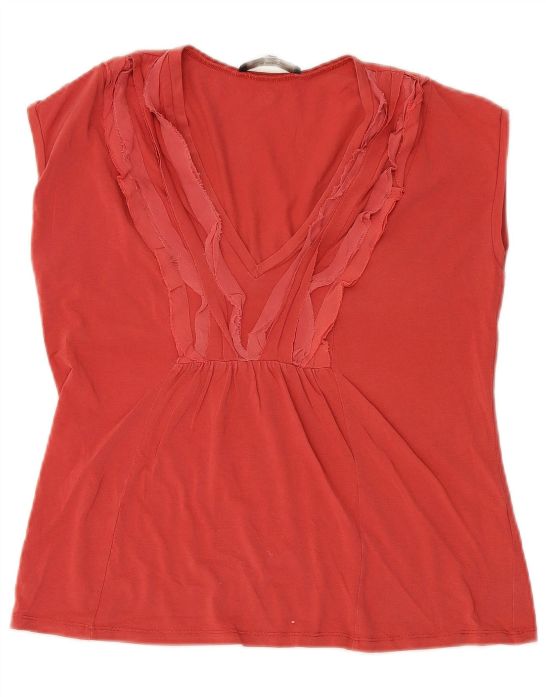 Max Mara Dame Weekend Ærmeløs Crop Top UK 14 Stor Rød Bomuld