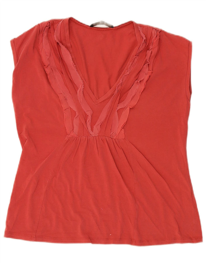 Max Mara Dame Weekend Ærmeløs Crop Top UK 14 Stor Rød Bomuld