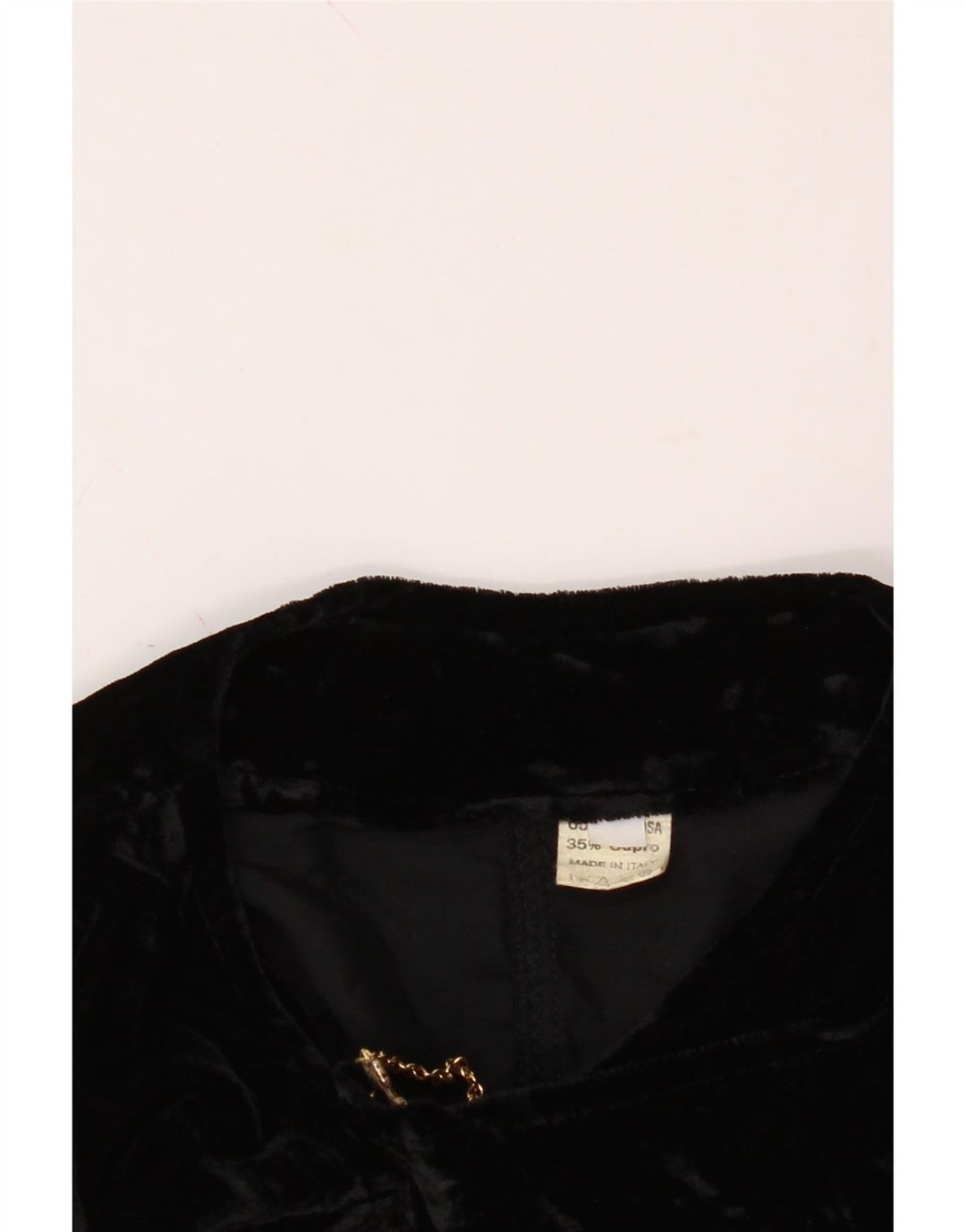 VINTAGE Womens Velvet Crop Blazer Jacket UK 12 Medium Black Viscose Vintage Vintage and Second-Hand Vintage from Messina Hembry 
