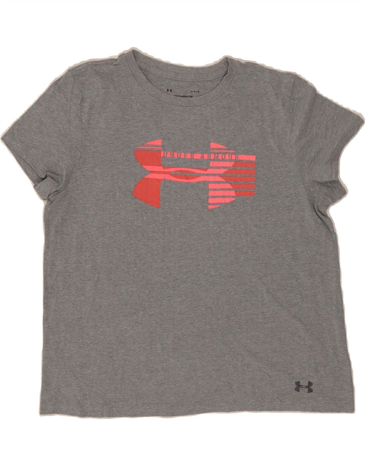 UNDER ARMOUR Womens Graphic T-Shirt Top UK 16 Large Grey Vintage Under Armour and Second-Hand Under Armour from Messina Hembry 