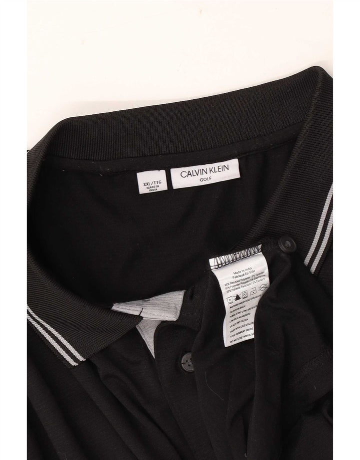 Calvin Klein Herre Polo Shirt 2XL Sort Stribet Polyester