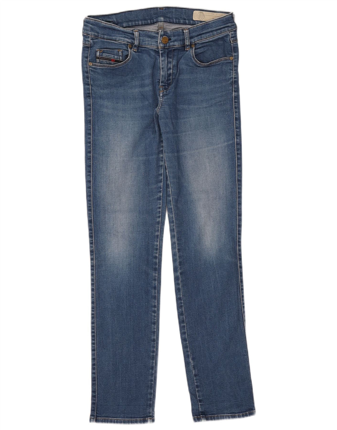 Diesel Dame Sandy Regular Slim Straight Jeans W28 L29 Blå Bomuld