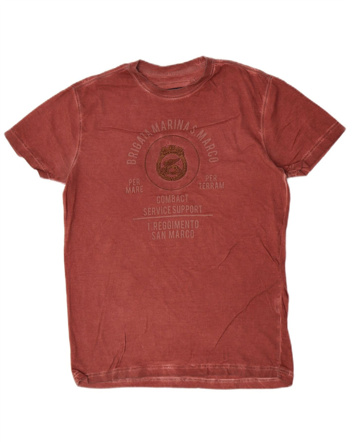 Marina Militare Herre grafisk T-shirt Top Lille rødbrun