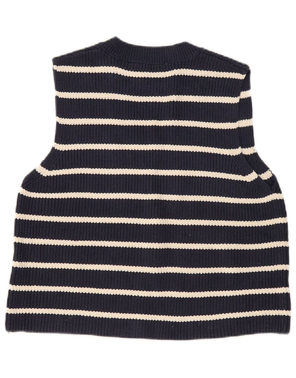 Zara Dame Vest Tank Top UK 16 Stor Marineblå Stribet
