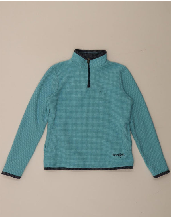 Weird Fish Dame Zip Neck Fleece Jumper UK 12 Medium Blue Polyester