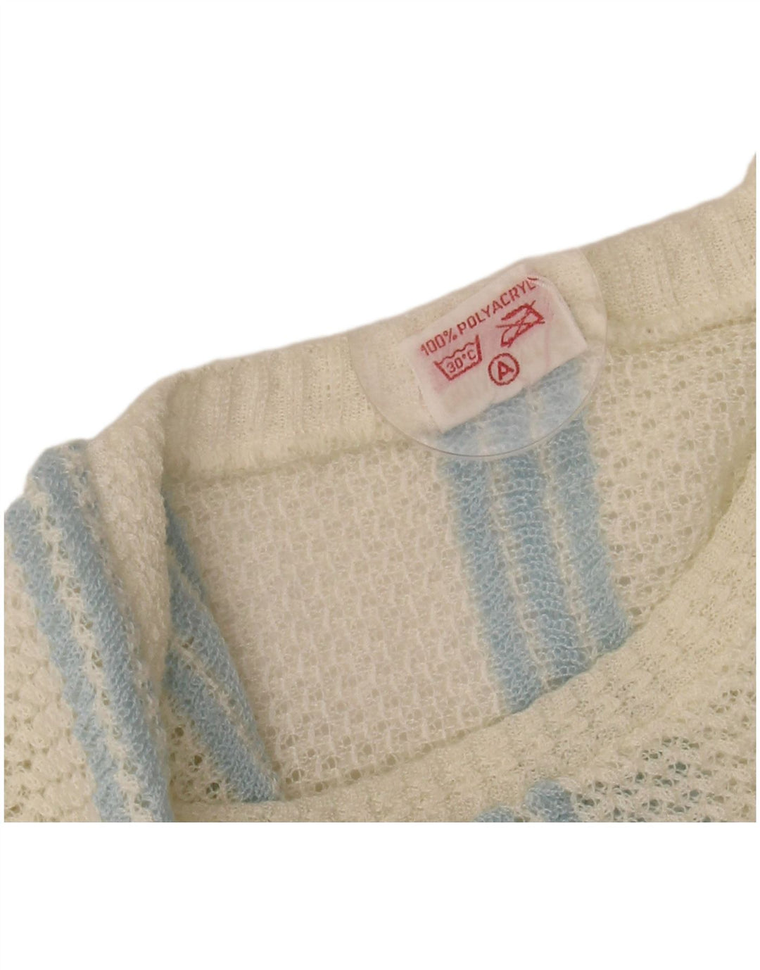 VINTAGE Dame Boat Neck Jumper Sweater UK 12 Medium Off White Stribet