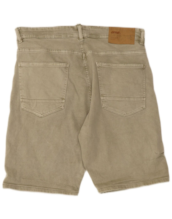 Zara Mens Denim Shorts EU 46 XL W36 Khaki Cotton