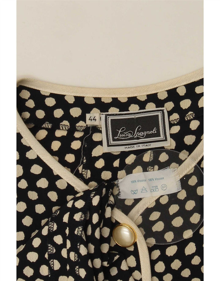 Luisa Spagnoli Womens Sheath Dress IT 44 Medium Navy Blue Spotted