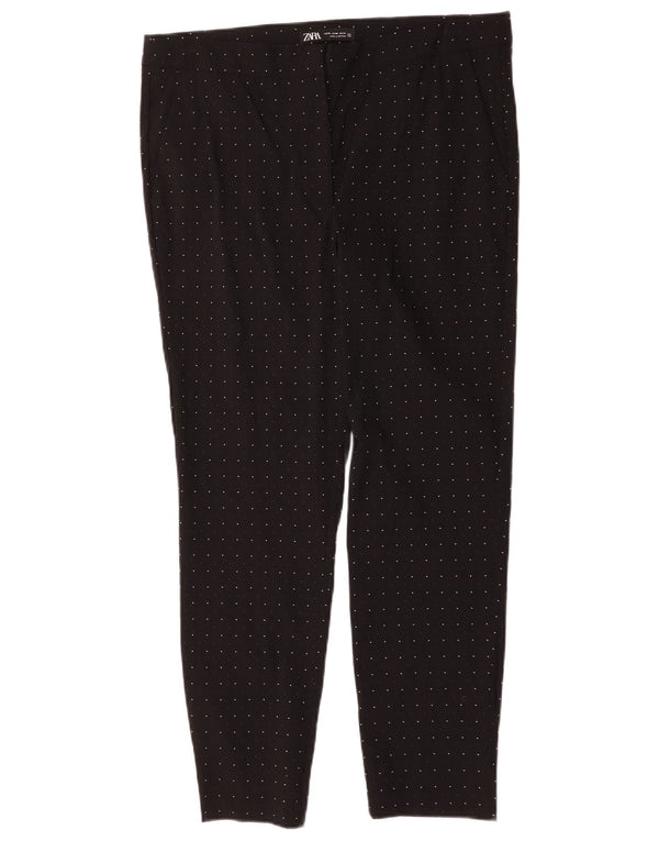 Zara Dame Slim Chino Bukser XL W32 L27 Sort Plettet Viscose