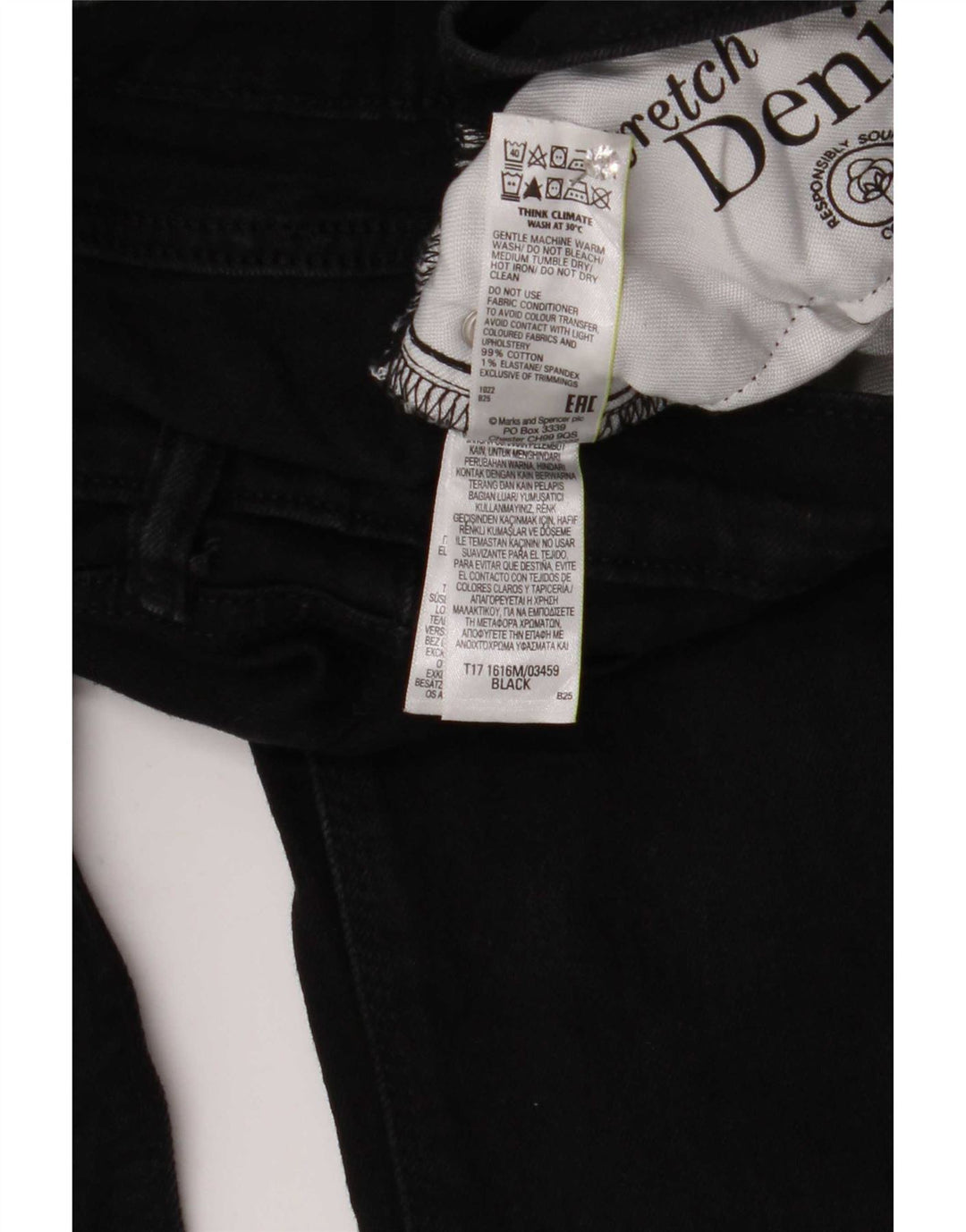 Marks & Spencer Straight Jeans til mænd W32 L33 Sort bomuld