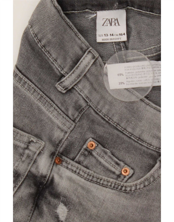 Zara Boys Distressed Denim Shorts 13-14 år W26 Grå Polyester