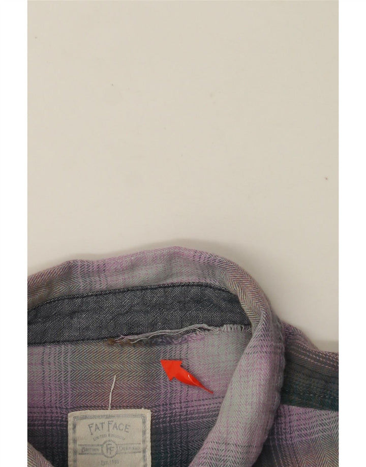 FAT FACE Dame Flanelskjorte UK 12 Medium Lilla Ternet Bomuld