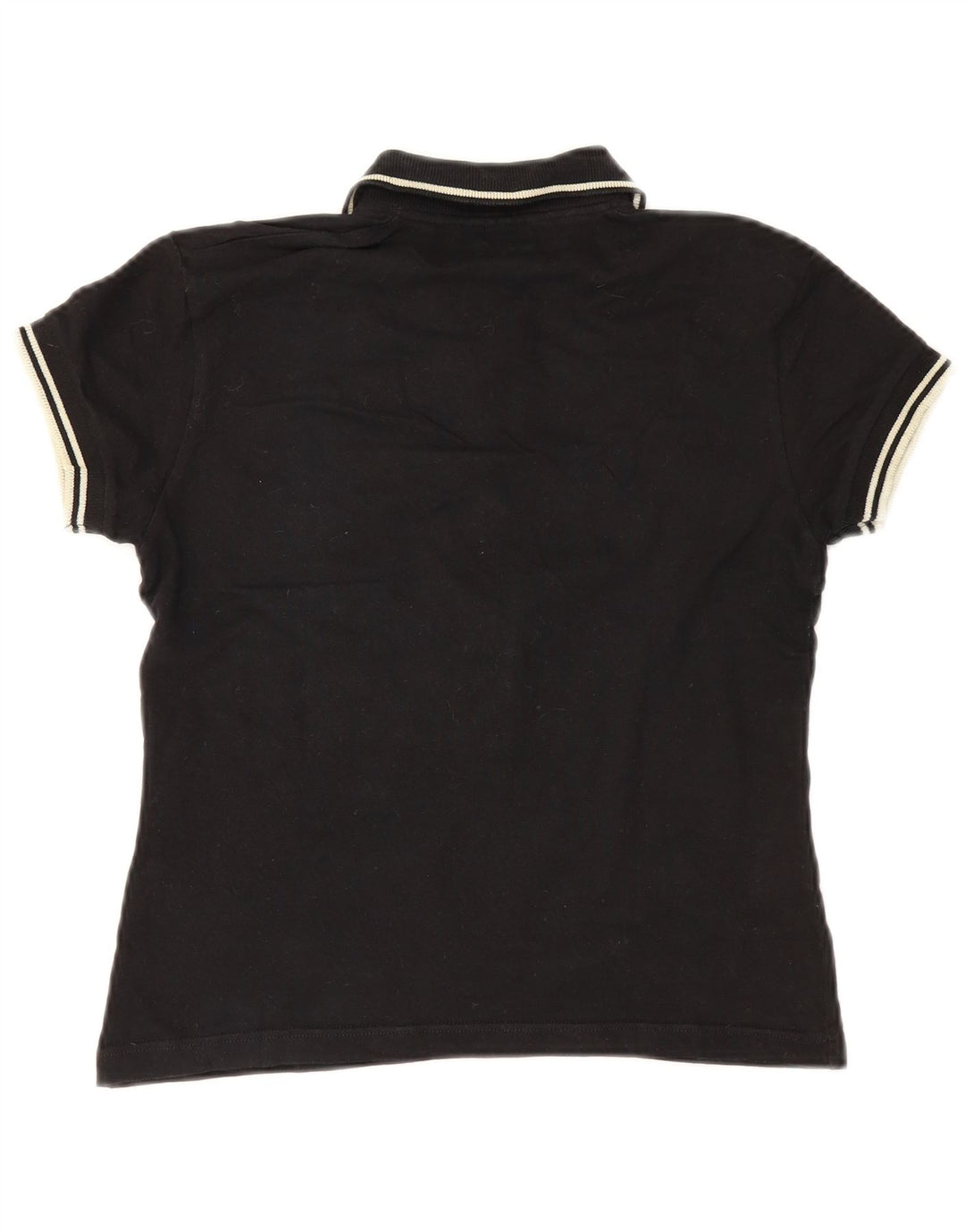 Lee Womens Crop Polo Shirt UK 14 Large Black Bomuld