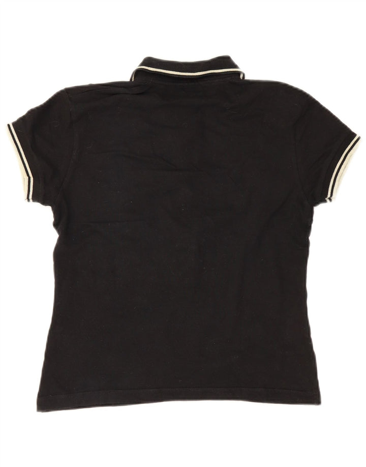Lee Womens Crop Polo Shirt UK 14 Large Black Bomuld