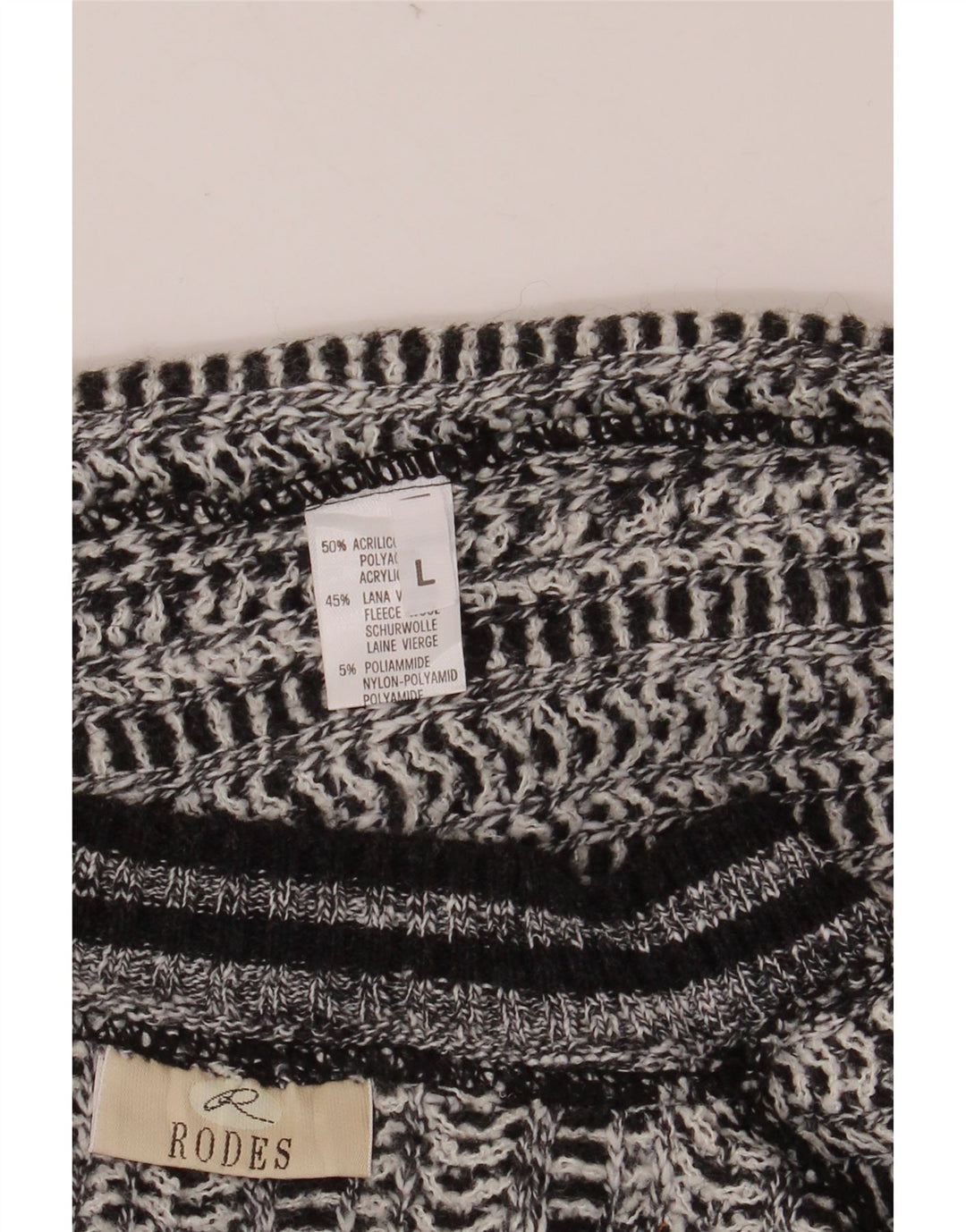 RODES Herre V-hals sweater Stor grå stribet akryl