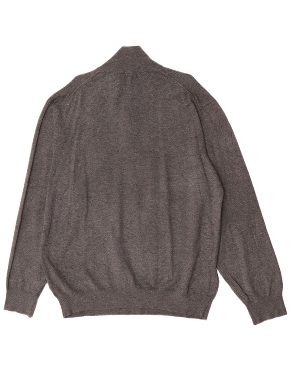 Pierre Cardin Herre Zip Neck Jumper Sweater 2XL Grå Viscose Classic