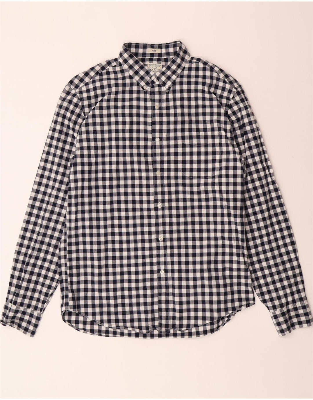 J. Crew Slim Skjorte til mænd Large Navy Blue Gingham Cotton