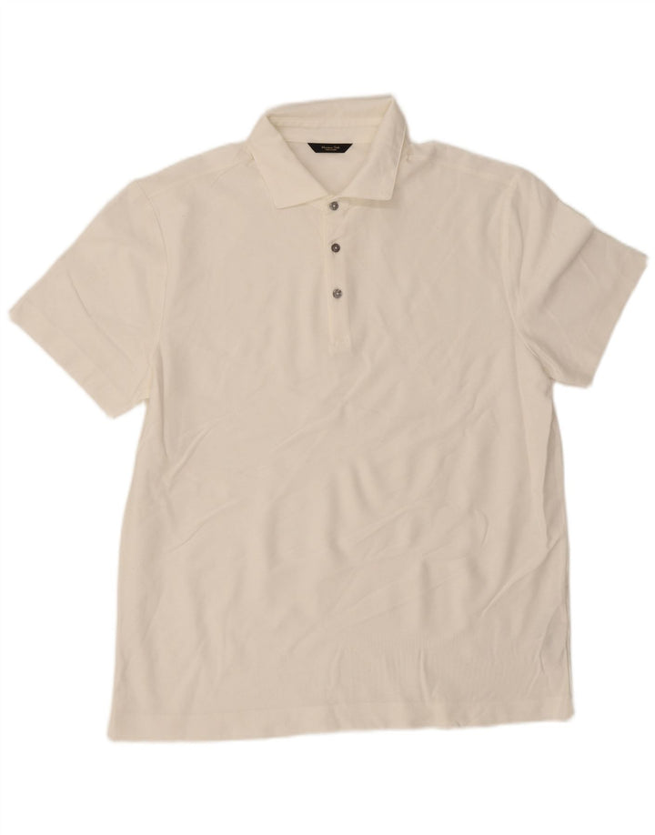 Massimo Dutti Herre Polo Shirt Stor Hvid Bomuld