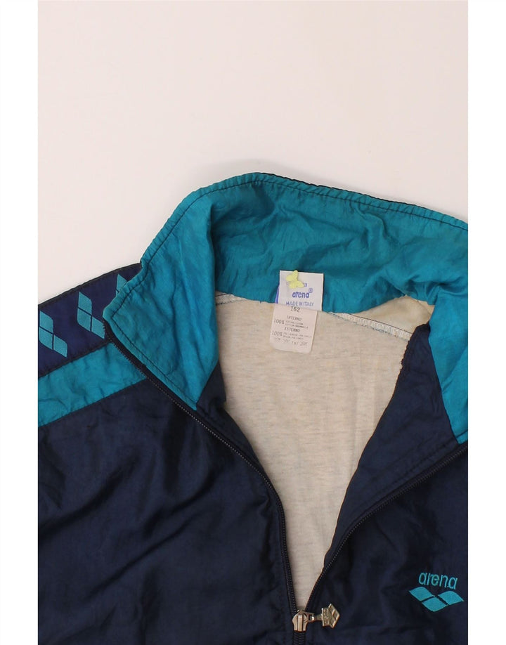 ARENA Boys Graphic Tracksuit Top Jacket 13-14 Years Navy Blue Colourblock Vintage Arena and Second-Hand Arena from Messina Hembry 