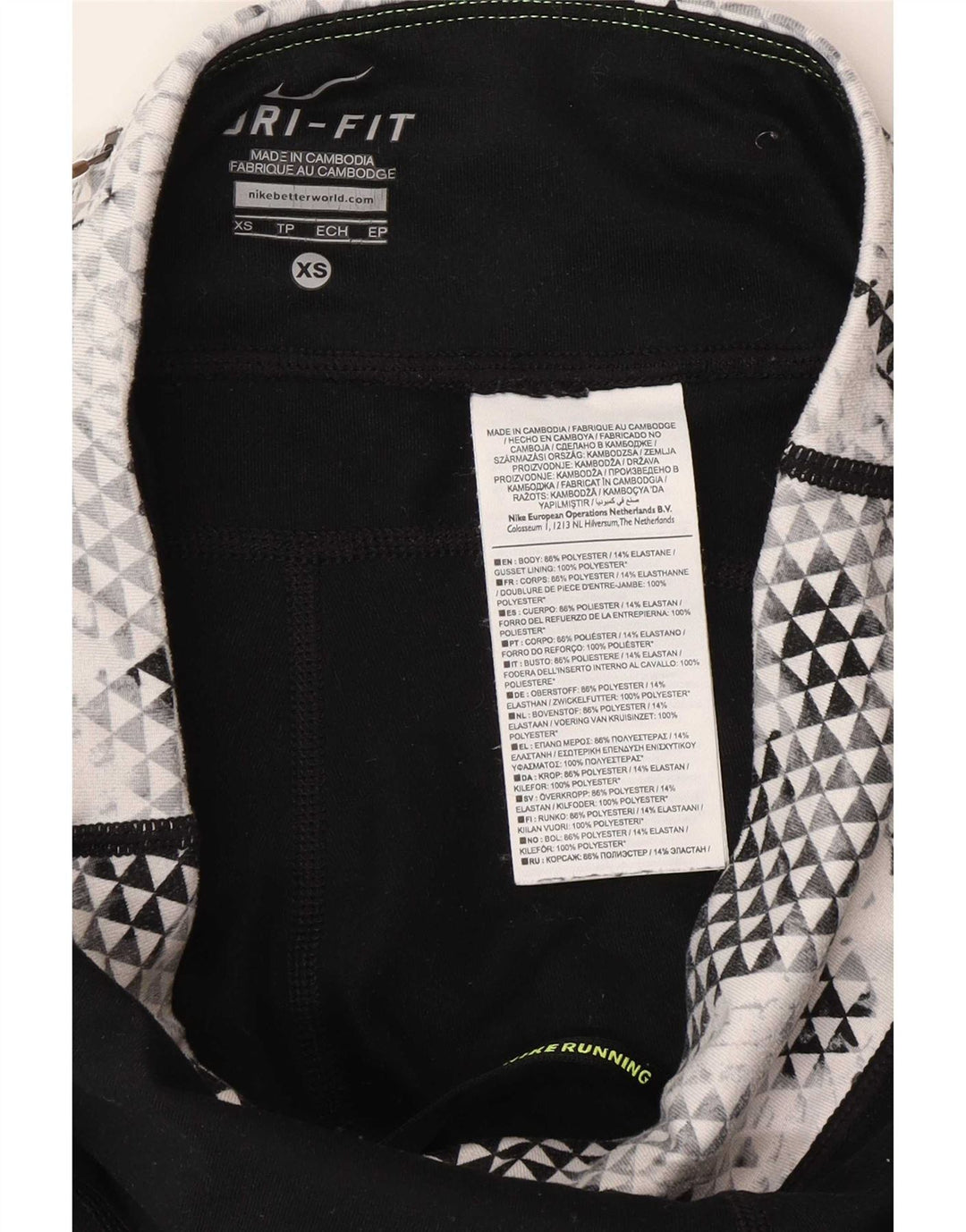 Nike Løbeleggings til kvinder XS W25 L30 Sort Colourblock Polyester