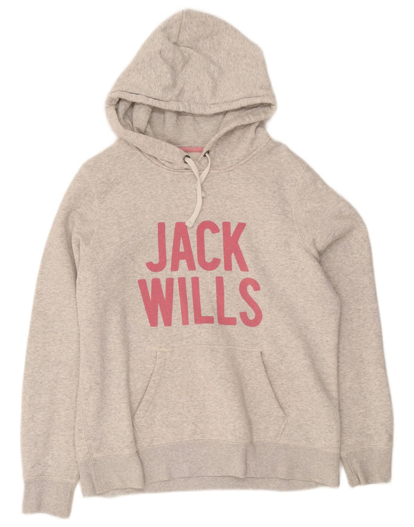 Jack Wills Grafisk hættetrøje til damer UK 16 Stor grå flækket bomuld