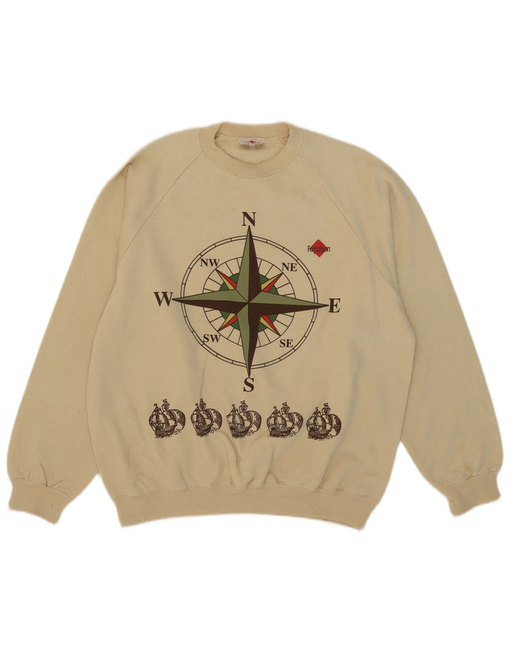 Parmalat Herre Grafisk Sweatshirt Jumper Stor Beige Bomuld