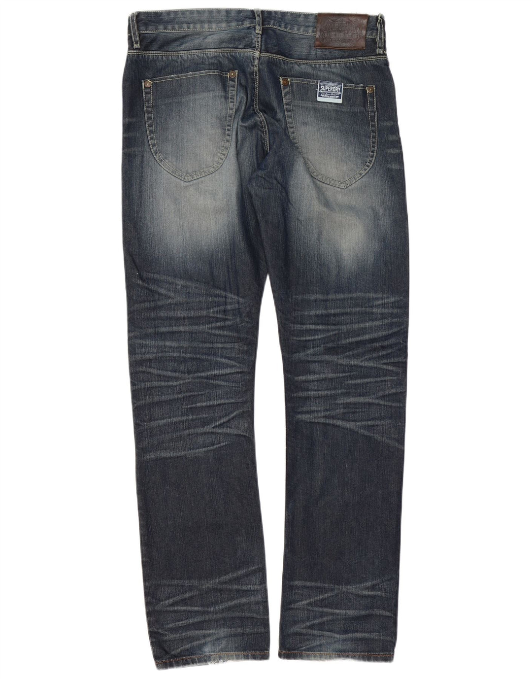 Superdry Herre Officer Straight Jeans W34 L32 Blå Bomuld