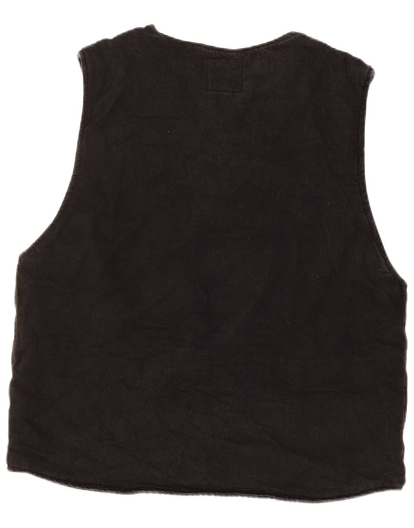 Zara Herre Denim Utility Gilet UK 42 Large Black Cotton
