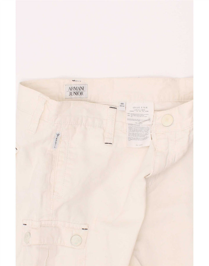 Armani Junior Drenge Cargo Shorts 7-8 år W24 Hvid Bomuld