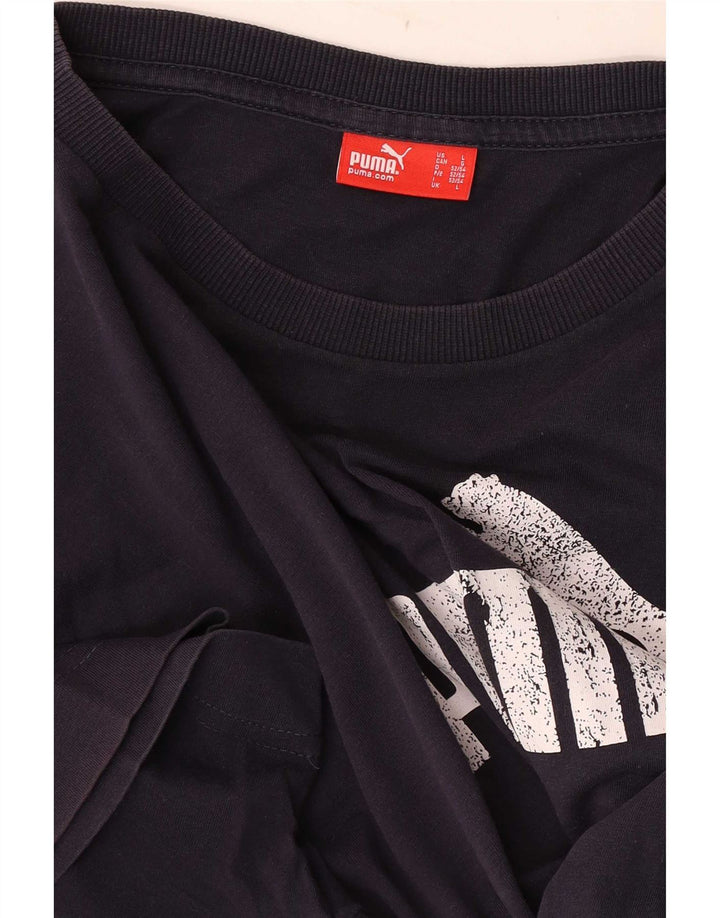 Puma Herre Grafisk T-Shirt Top Stor Marineblå