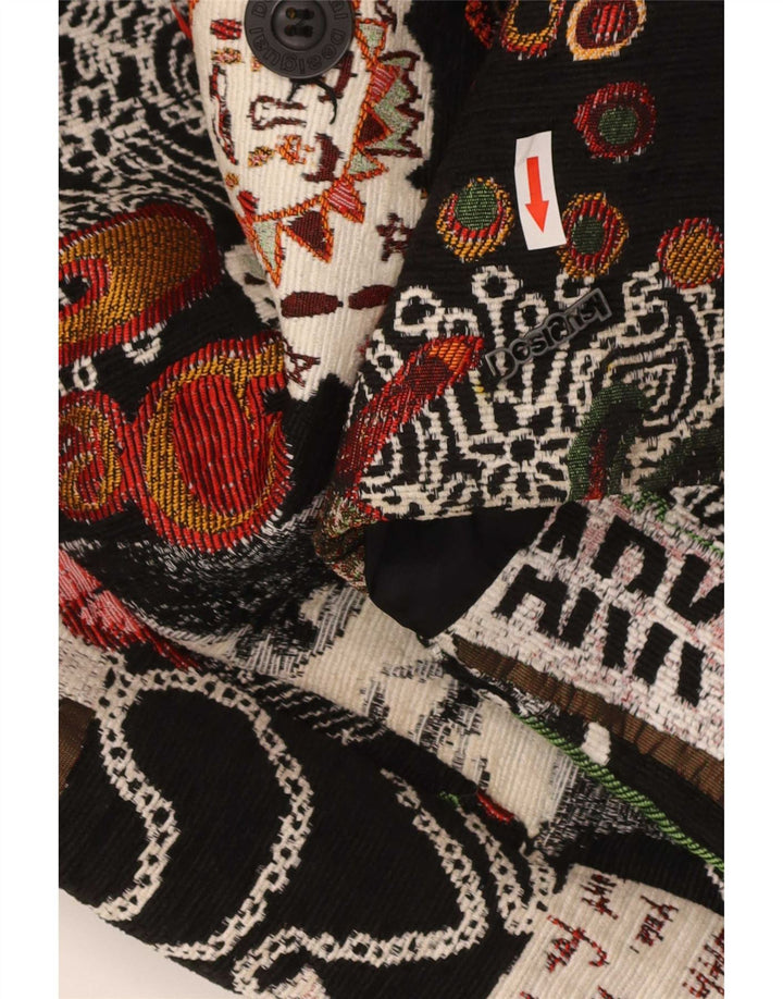 Desigual kvinders abstrakt mønster overfrakke EU 46 XL sort blomstret polyester