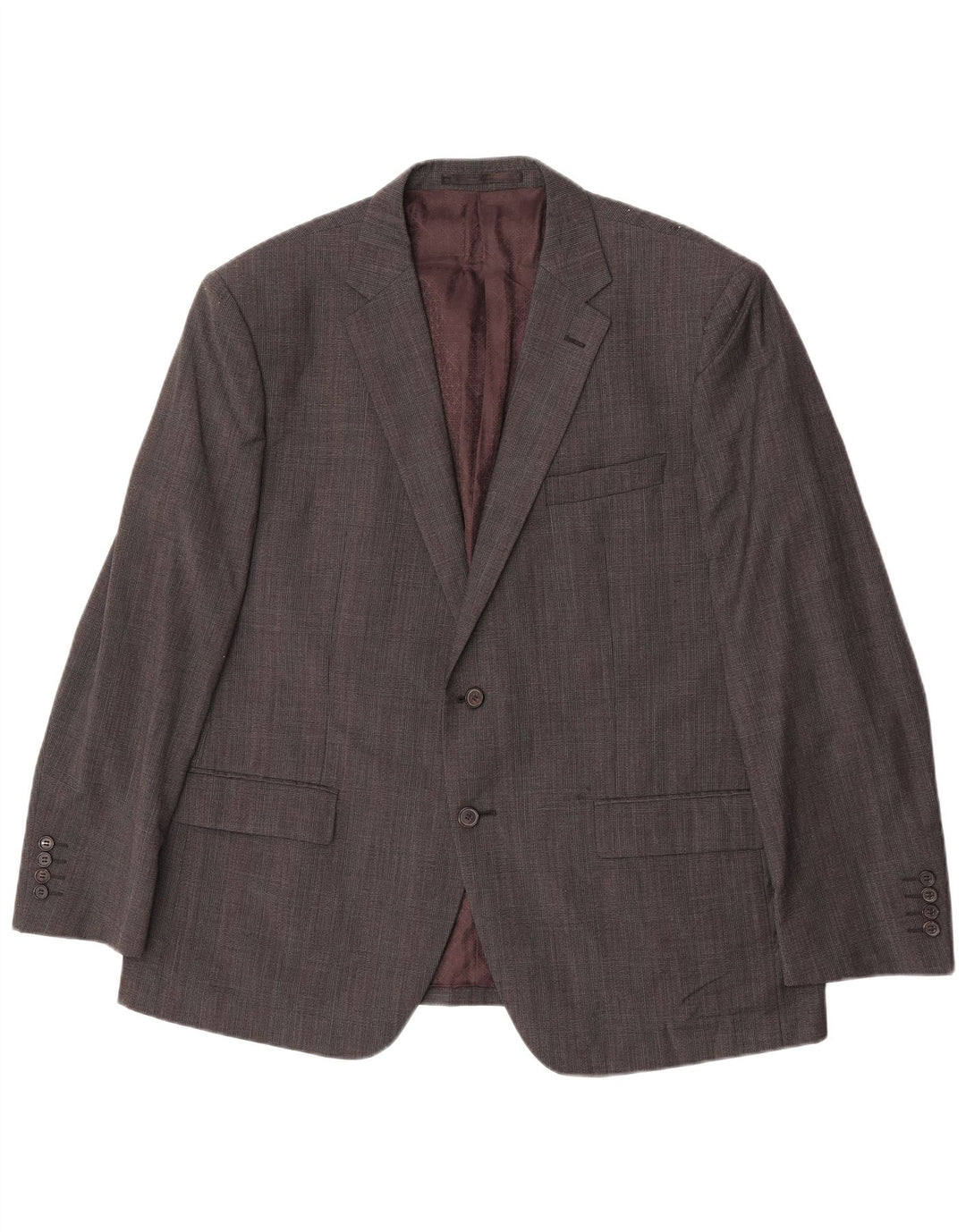 Marks & Spencer Herre 2-knaps blazerjakke UK 46 XL Grå ternet uld