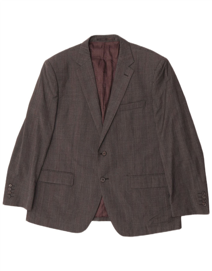 Marks & Spencer Herre 2-knaps blazerjakke UK 46 XL Grå ternet uld