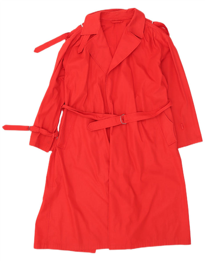 VINTAGE Trench Coat til kvinder UK 14 Medium Rød Polyester
