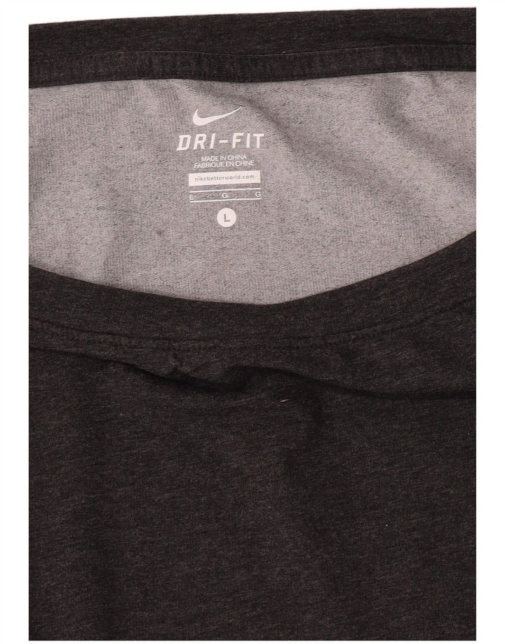 Nike Dame Dri Fit Top Langærmet UK 16 Large Grå Flecked Polyester