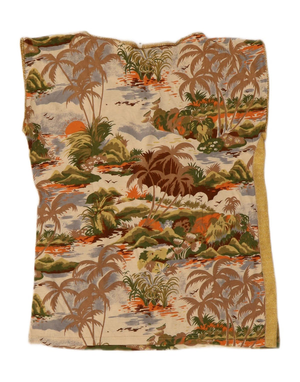 Vintage Kvinders Grafisk T-Shirt Top UK 12 Medium Multicolored Hawaiian