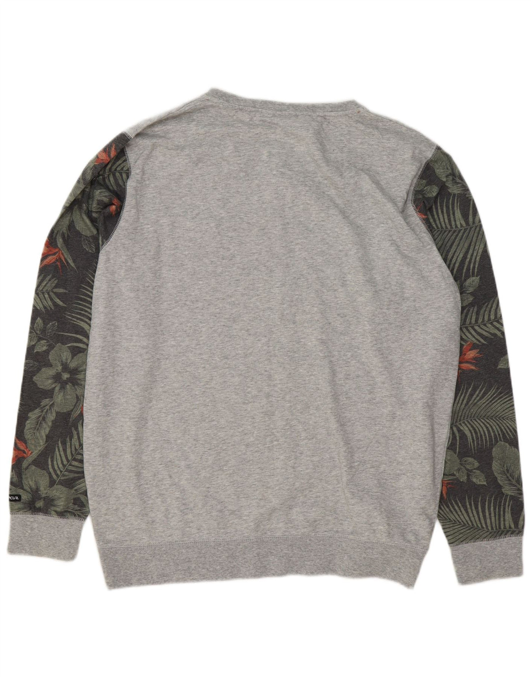 RIP CURL Mens Sweatshirt Jumper XL Grey Floral Cotton