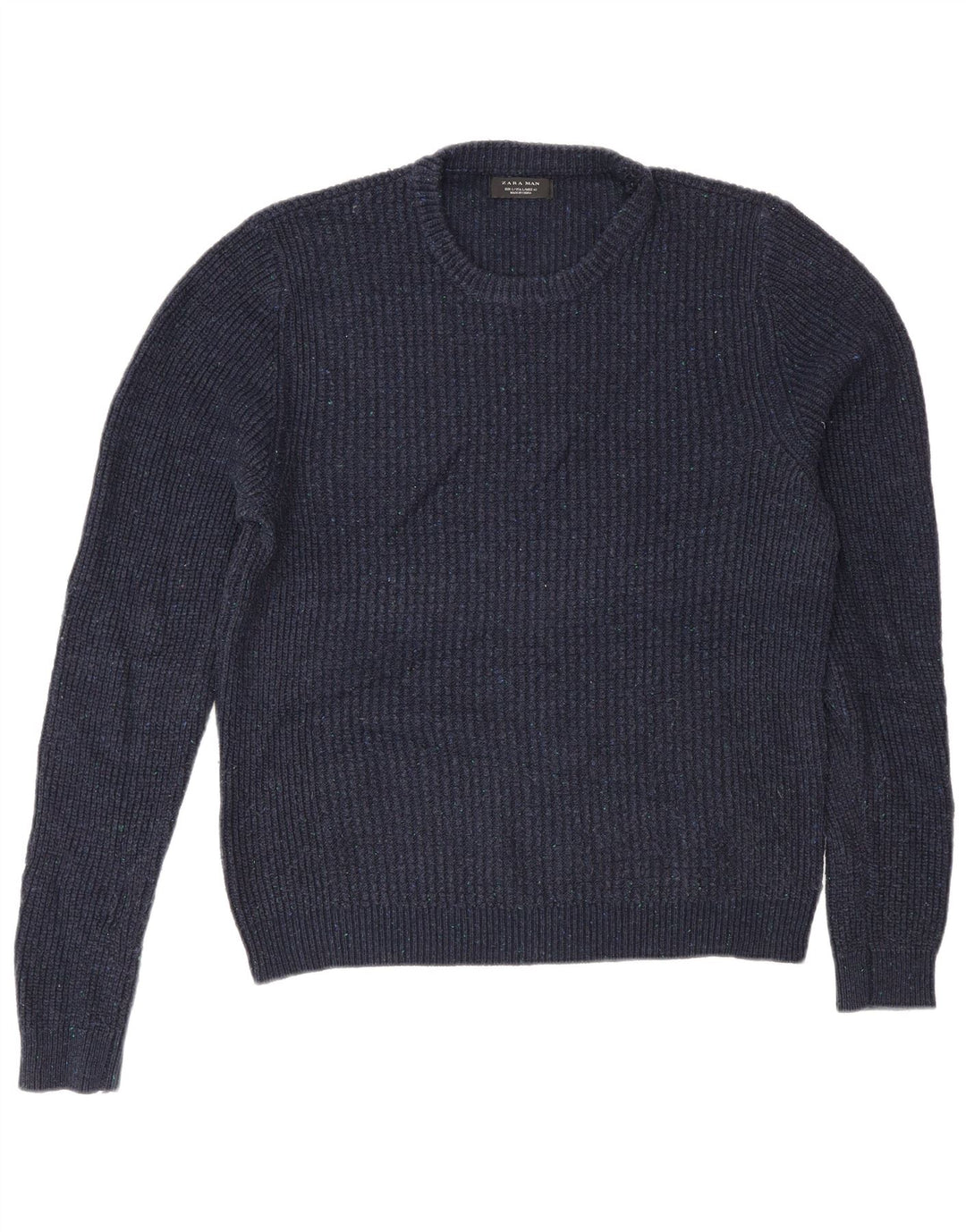 Zara herre rund hals sweater stor marineblå akryl