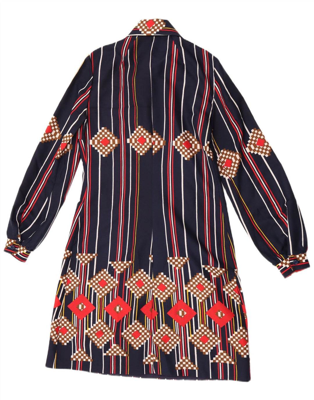 Vintage Dame Pullover Shirt Dress UK 12 Medium Navy Blue Striped