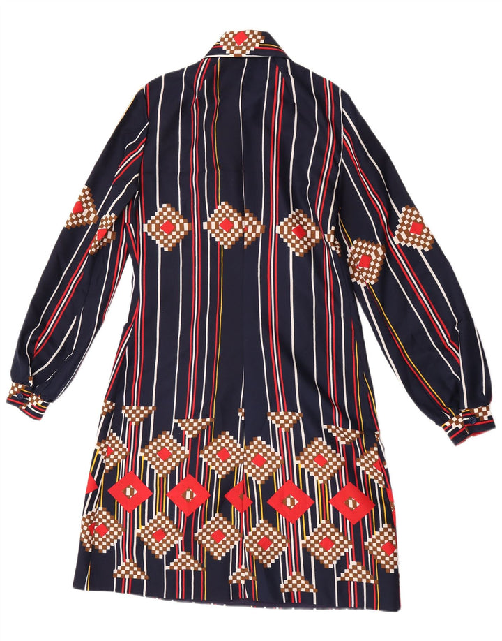 Vintage Dame Pullover Shirt Dress UK 12 Medium Navy Blue Striped