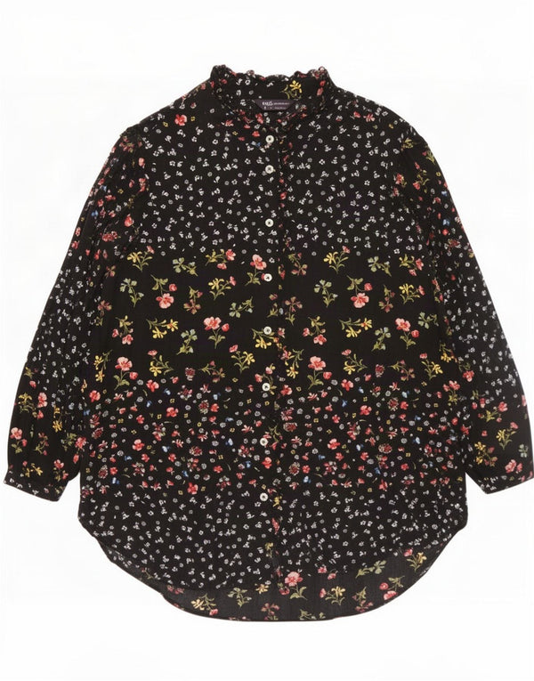 Marks & Spencer Womens Oversized Long Sleeve Shirt Blouse UK 16 Large Black