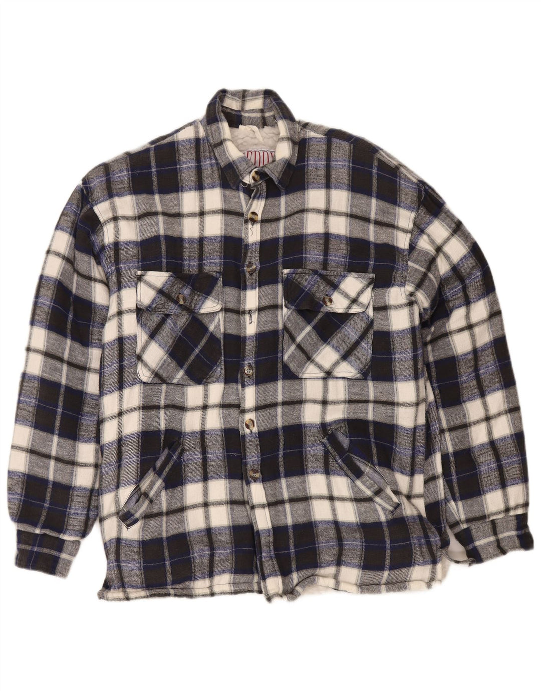 Vintage herre skovhugger flannel skjorte medium marineblå ternet