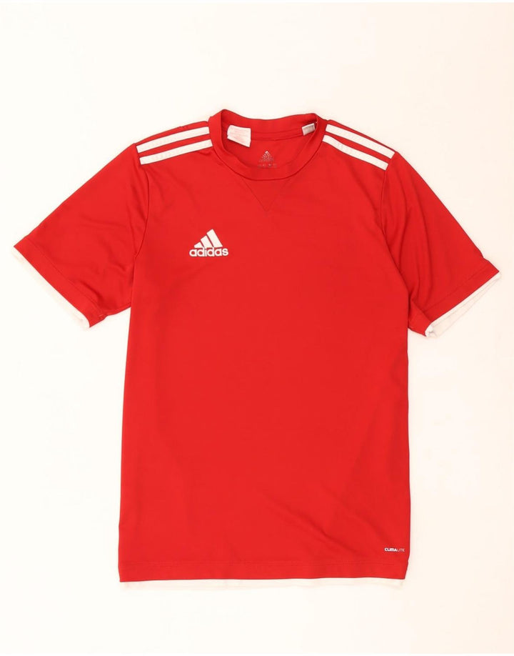 Adidas Boys Climalite T-Shirt Top 15-16 År Rød Polyester