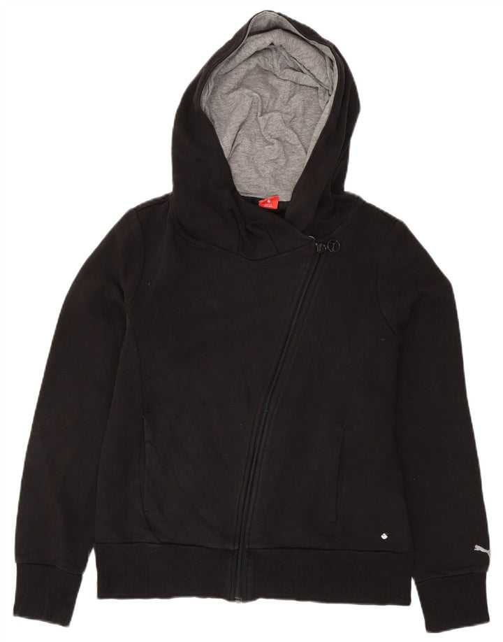 PUMA Grafisk hættetrøje med lynlås til kvinder UK 14 Stor sort bomuld