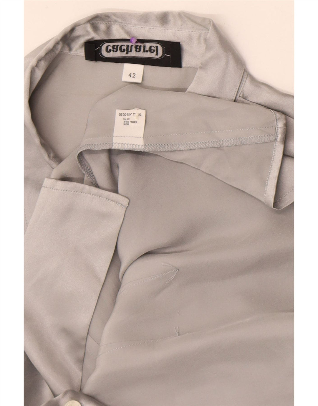 Cacharel Dame Skjorte Bluse IT 42 Medium Grå Silke