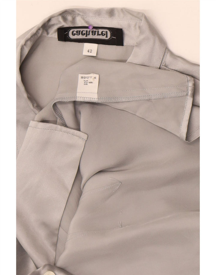 Cacharel Dame Skjorte Bluse IT 42 Medium Grå Silke